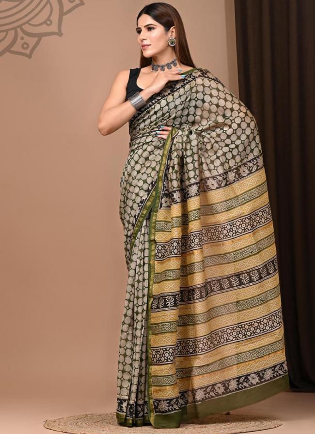 Chanderi Silk Multi Colour Festival Wear Printed Saree